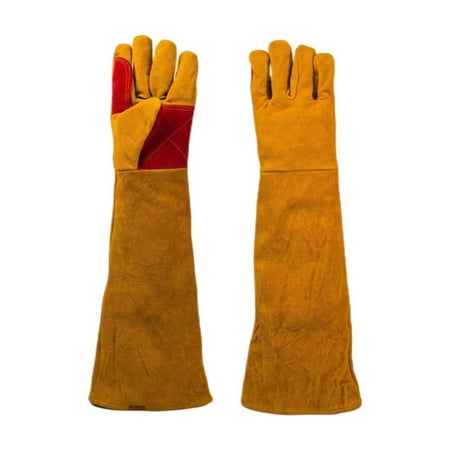 CMrtew 23.6inch Long Sleeves Leather Welding Gloves Heat and Wear Hand Protectors Fire Boot Tools Gifts for Men Dad Heat Resistant Stove Fire and Barbecue Gloves Gifts for Men Dad Husband