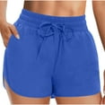 thumbnail image 2 of QATAINLAV High Waisted Running Shorts for Women with Pockets Drawstring Casual Side Split Athletic Workout Gym Yoga 3 Inch Shorts Blue M, 2 of 9