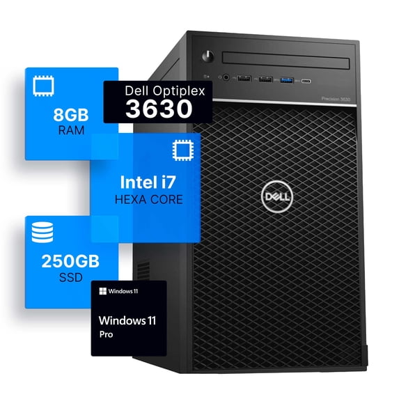 Restored Dell Precision 3630 Tower Desktop Computer Intel i7-8700 (3.4) 8GB DDR4 RAM 250GB SSD Solid State Windows 11 Professional Home or Office PC (Refurbished)
