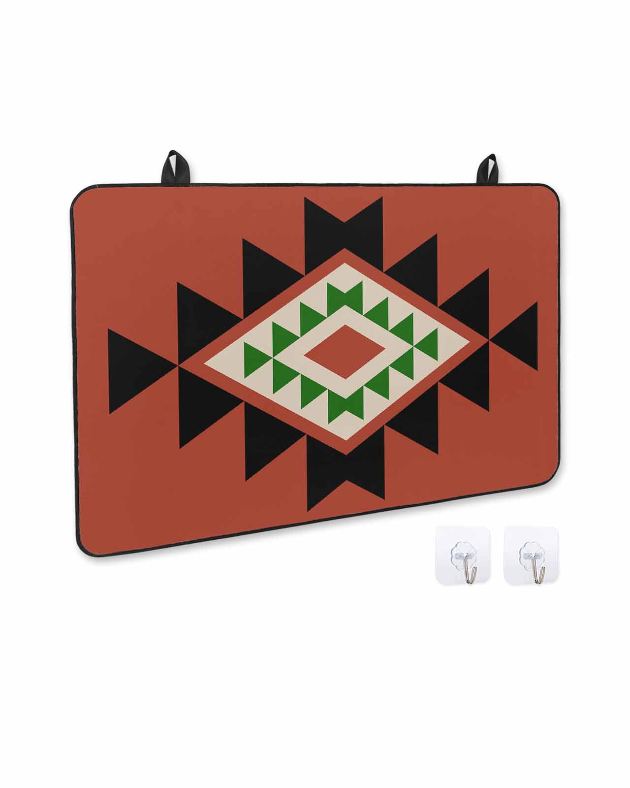 nqOlkjepod Large Induction Cooktop Protector Mat 24"x21", Red Black Green Boho Stove Top Covers for Electric Stove, Farmhouse Vintage Abstract Geometric Stove Burner Cover Mats Stove Cover