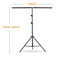 thumbnail image 2 of Andoer 1 * 2m/3.2 * 6.5ft T-Shape Backdrop Stand Background Bracket Kit Aluminum Alloy Material Heavy Duty Portable Adjustable Height for Photography Video Studio with Spring Clip Black, 2 of 7