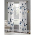 thumbnail image 4 of Coastal Nautical Sheer Curtains 84 Inch Length 2 Panels Set Window Treatments, Summer Ocean Octopus Starfish Grey Wave Rod Pocket Semi Curtains for Living Room/Bedroom/Kitchen Décor, 104"W x 84"L, 4 of 7