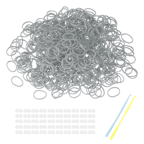 Uxcell 1200 Pcs Loom Rubber Bands Kit with 50 Pcs S-Clips 2-Hooks Rubber Bands Refill Bracelet Making Kits for Weaving DIY Handcrafts Gift, Gray