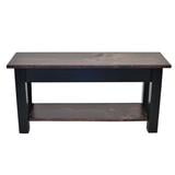 RED MAHOGANY AND BLACK BENCH WITH SHELF-42