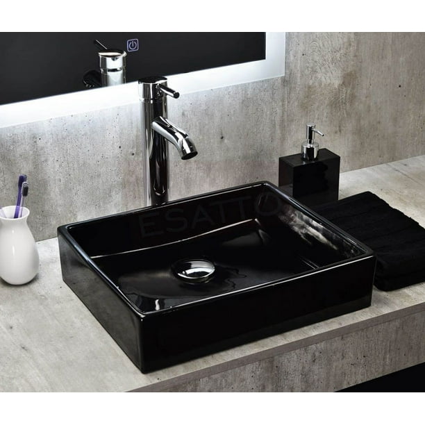 Kit Plek Esatto® con Lavabo Negro Llave y Desagües Listo PARA Instalar