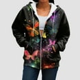 thumbnail image 6 of larppty Zip Up Hoodie Women 2025 Casual Long Sleeve Sweatshirts Fall Winter Fashion Lightweight Butterfly Print Hooded Clothes with Pockets (Pink, L), 6 of 6