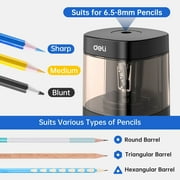 Deli Electric & Battery Pencil Sharpener, Automatic with Adjustable Thickness, Black