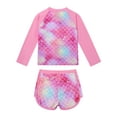thumbnail image 2 of SILVERCELL Girls Long Sleeve Rash Guards Swimsuit Printed Swim Shirts + Shorts 2PCS Bathing Suit Set, 3-10 Years, 2 of 8