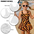 thumbnail image 4 of DISNIMO Girls One Piece Swimsuit Tiger Stripe Print Quick Dry Swimwear with Skirt High Waist Beach Bathing Suit for 3-13 Years, 4 of 8
