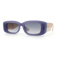 thumbnail image 4 of Womens Beveled Rectangle Mod Thick Plastic Fashion Sunglasses Purple - Smoke, 4 of 8