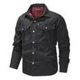 thumbnail image 5 of Quealent Mens Flannel Lined Shirt Jacket Vintage Snap Button Western Jacket Rugged Outdoor Cowboy Shirts Jackets (Black,L), 5 of 6