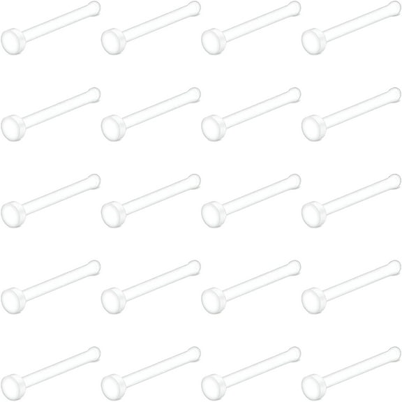 DESIGNICE 20g Clear Nose Studs Nose Rings Retainer Acrylic Nose Rings for Work Spacer Plastic Shaped Nose Stud Nose Bone Nose Pin Retainer Flexible Nose Piercing for Men Women