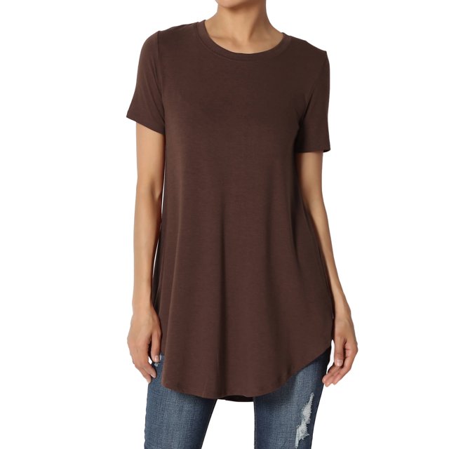 TheMogan Women's PLUS Basic Crew Neck Round Hem Short Sleeve Draped Jersey Tee