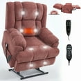 thumbnail image 4 of Dual Motor Heat Massage Infinite Position Up to 350 LBS Electric Power Lift Recliners with Power-Remote, Medium-firm and Heavy Duty, Red, 4 of 19