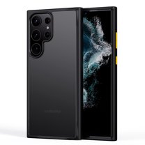 SaniMore for Samsung Galaxy S23 Ultra Case Aluminum Independent Keys, Ultra Slim High-Transparent PC Back & TPU Bumpers Cover Support Magnetic Wireless Charging Shockproof Protective Shell, Black