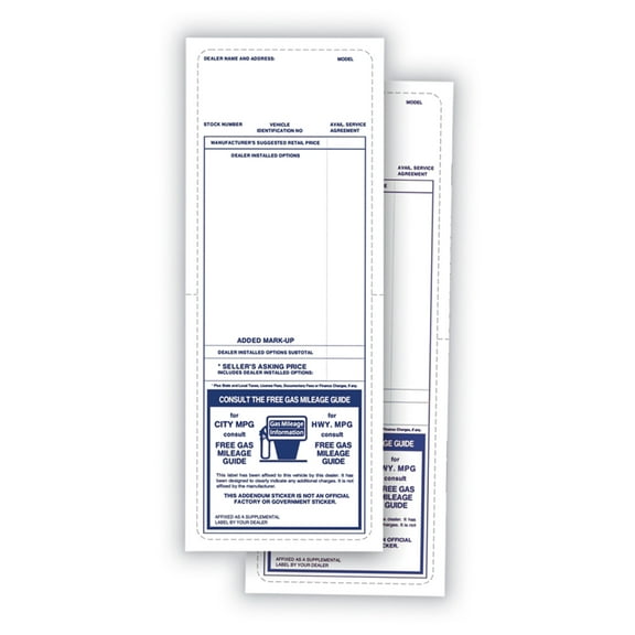 Addendum Sticker - Blue - 3 3/4"W x 10 1/2"L - Pack of 100