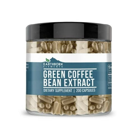 Earthborn Elements Green Coffee Bean Extract 200 Capsules, Pure & Undiluted, No Additives
