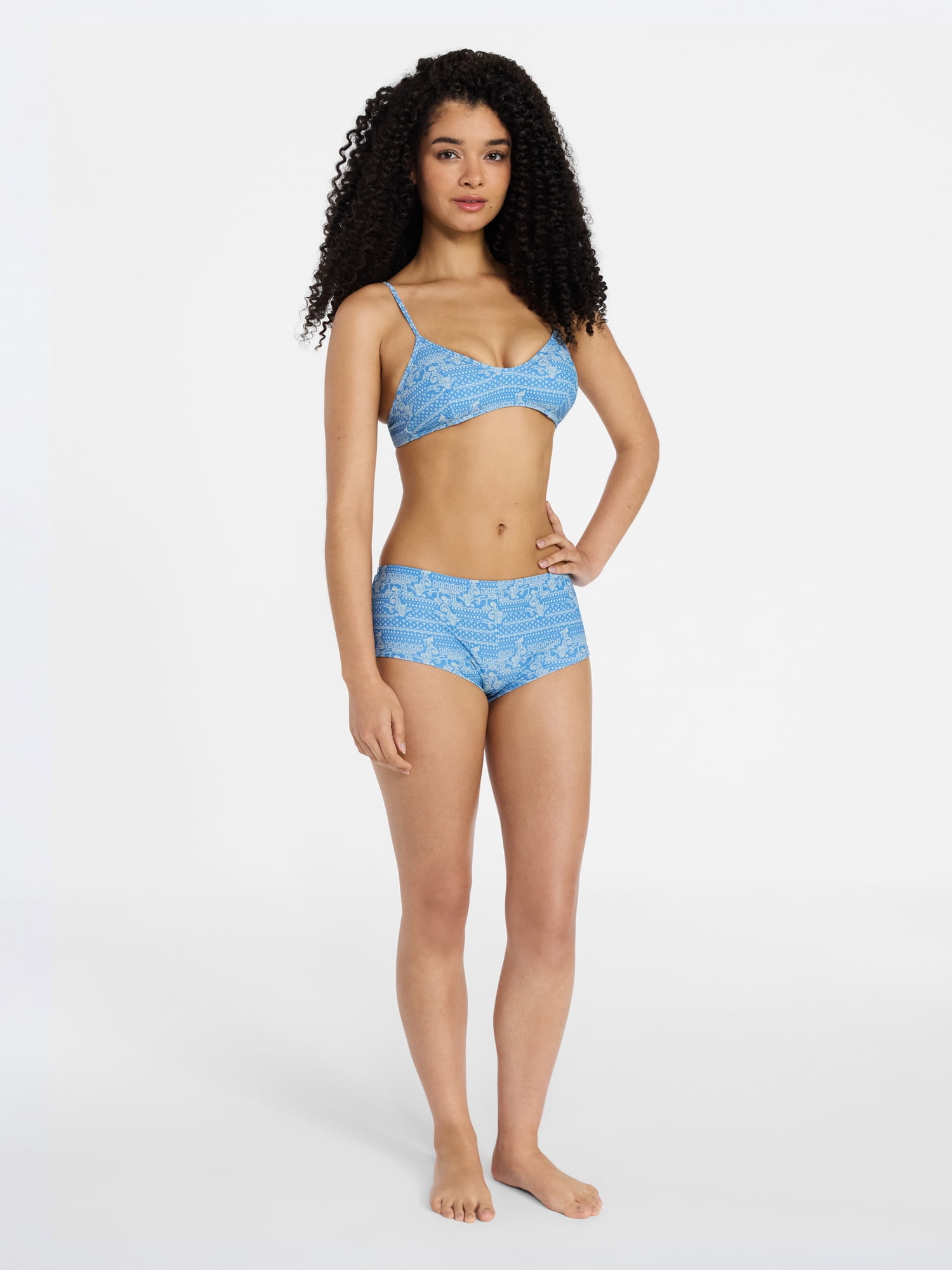 No Boundaries Paisley Bikini Boyshorts, Women's XXS-XXL