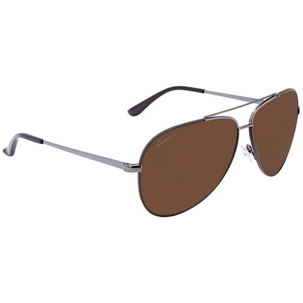 Salvatore Ferragamo - Ferragamo Dark Brown Aviator Sunglasses SF131S ...