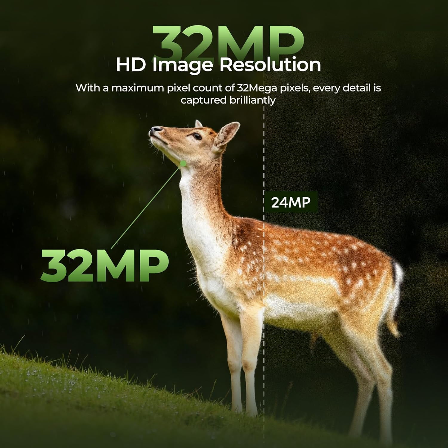 CAMPARK WiFi Trail Camera 32MP 1080P Game Hunting Deer Camera with Infrared Night Vision Waterproof 130° Wide Angle Trail Cam for Wildlife Monitoring