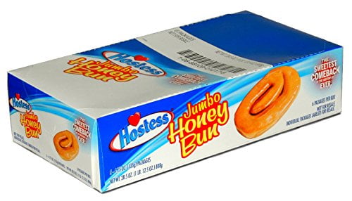 6 Pack Individually Wrapped Hostess Jumbo Honey Buns, 4.75 oz