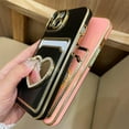 thumbnail image 3 of Plating Wallet for iPhone 14 Case, Plating Love Heart Mirror Card Holder Camera Protection Luxury Cover + 2* Screen Protector, Card Slot Case Elegant iPhone 14 Phone Case -Pink, 3 of 12