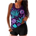 thumbnail image 4 of UPPADA Tankini Swimsuits for Women Floral Print Two Piece Bathing Suits Tummy Control Modest Swimsuit Blouson Swim Tops with Boy Shorts Swimsuits Women Clearance Blue,L, 4 of 7