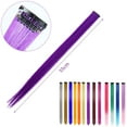 thumbnail image 2 of GIRACOA	20 Pcs Hair Extensions Straight Long Hairpiece Wig Pieces Colored Hair Extensions Clip for Dolls Multi-colors Party Highlights (21.6'') (colored), 2 of 7