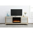 thumbnail image 2 of Reflexion 72 in. mirrored tv stand with crystal fireplace in gold, 2 of 3