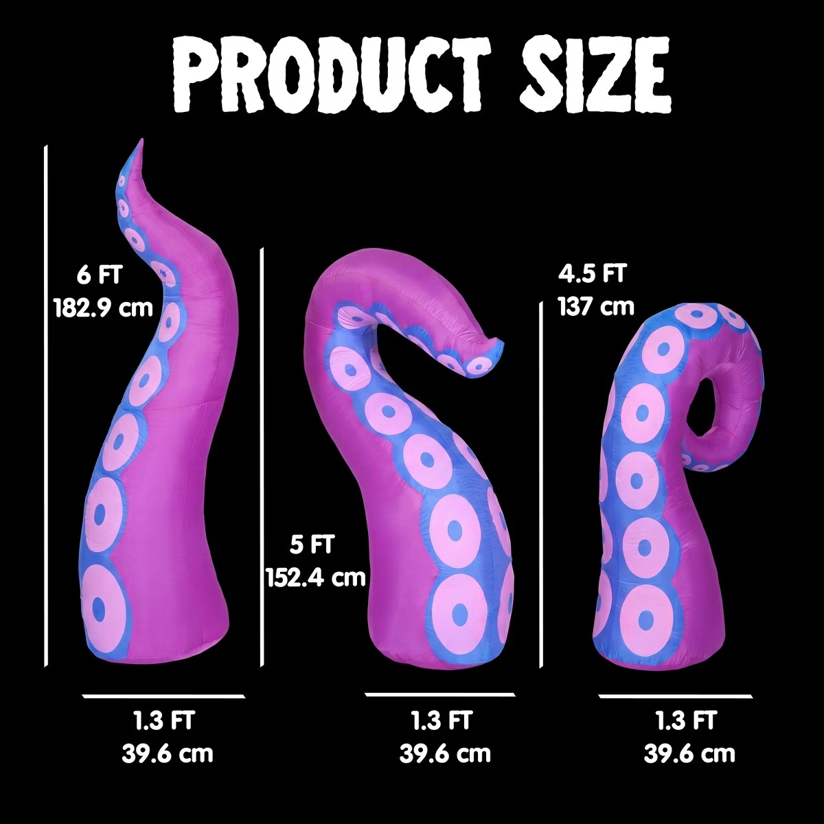 Joyfy 3-Piece Halloween Inflatable Octopus Tentacle Outdoor Decorations photo 7
