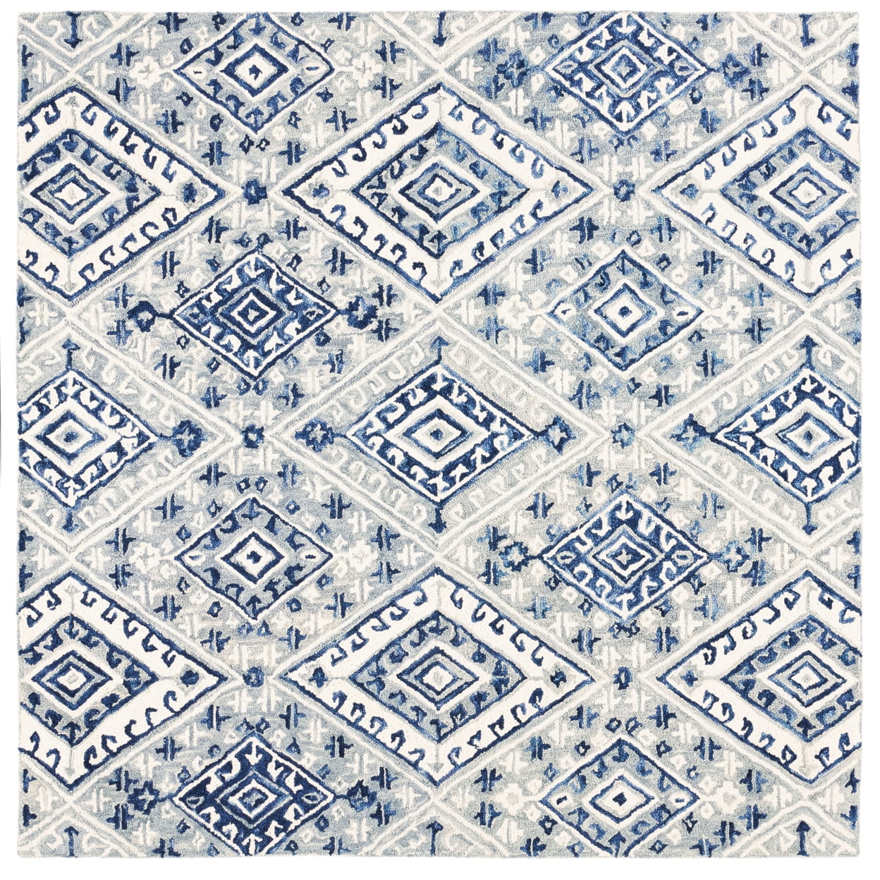 SAFAVIEH Aspen Celandine Geometric Hexagons Wool Area Rug, Grey/Navy, 5' x 8'