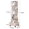 thumbnail image 3 of Tcbosik Rotating Bookshelf on Wheels, 5-Tier Spinning Book Shelf Tower, 68" Tall Storage Rack for Home Office, Space Saving, White (No Drawer), 3 of 7