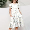 thumbnail image 5 of Fesfesfes Summer Easter Print Dress for Girls Short Sleeve Ruffled Pockets Round Neck Dresses for Comfortable and Versatile Outfits 6-15 Years(Multicolor,8-9Years), 5 of 5