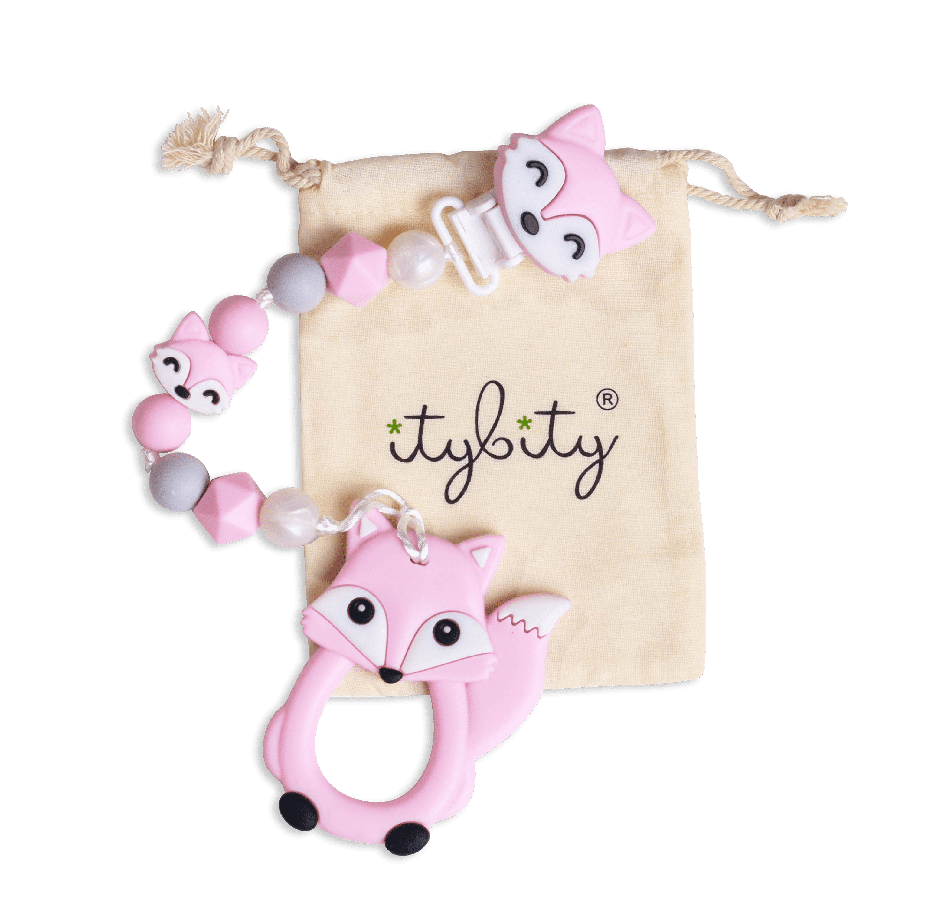 Fox Pacifier Clip and Teether BPAFree Infant Teether with Easyto