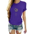 thumbnail image 1 of Daeful Hauts T-Shirts Imprimé Pissenlit Manches Courtes Dames Coupe Décontractée Col Rond Violet G, 1 of 2