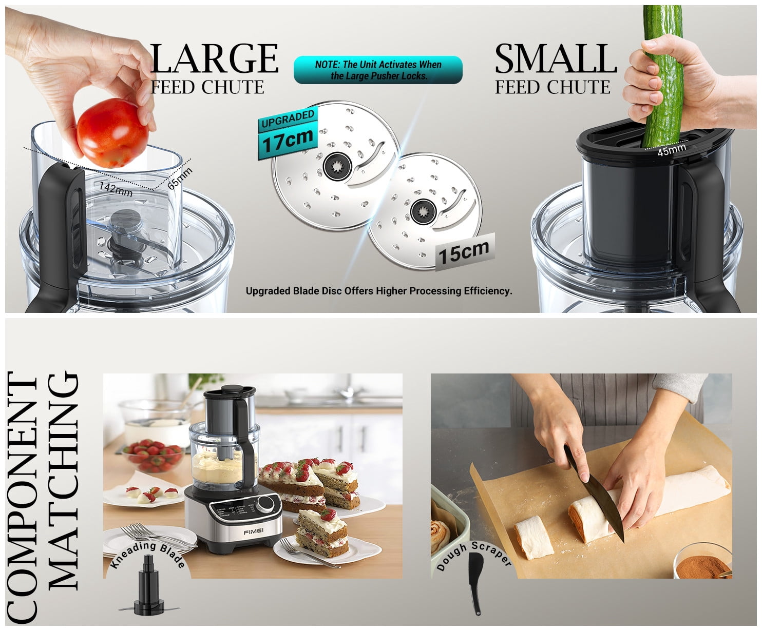 Food Processor 12-Cup with 600W Motor, Compact Kitchen Chopper & Mixer Triple Lock Safety, BPA-Free for Chopping, Slicing, Mixing, Dough
