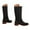 Black, variant on Square Toe Western Boots for Women Pull on Cowgirl Boots Retro Chunky Heel Wide Mid Calf Long Booties