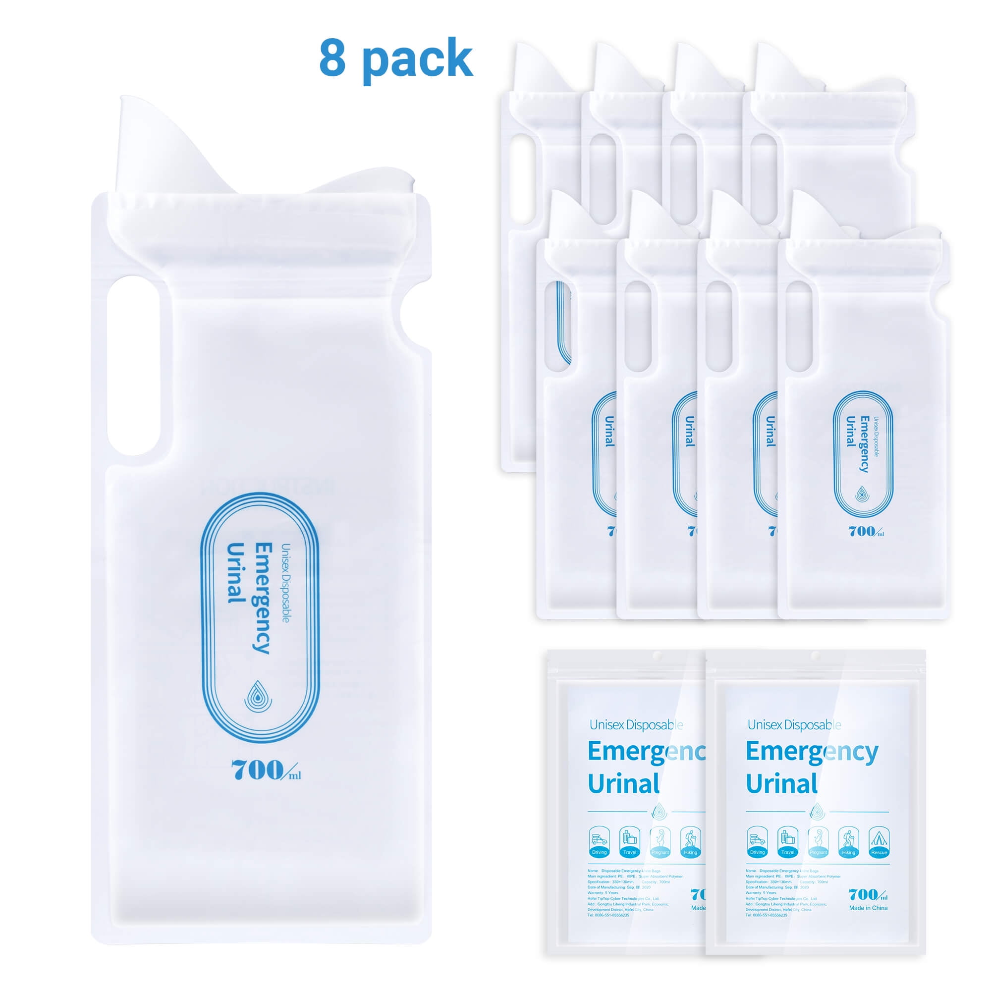 Basong 10Pcs Disposable Urine Bags Camping Travel Pee Bags Portable Emergency Toilet Portable Urine Bag Emergency Car Toilet Pouch for Men Women Children