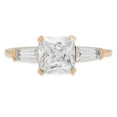 thumbnail image 4 of 1.62 ct Square Emerald Cut Genuine Cultured Diamond VS1-VS2 I-J 18K Yellow Gold Three-Stone Promise Wedding Statement Engagement Designer Ring W/ Crystal side stones size 6.5, 4 of 6