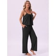 thumbnail image 3 of DARING DIVA Women's Cami Tank Top and Pants Pleated Pajama Sets with Pockets M Black, 3 of 6