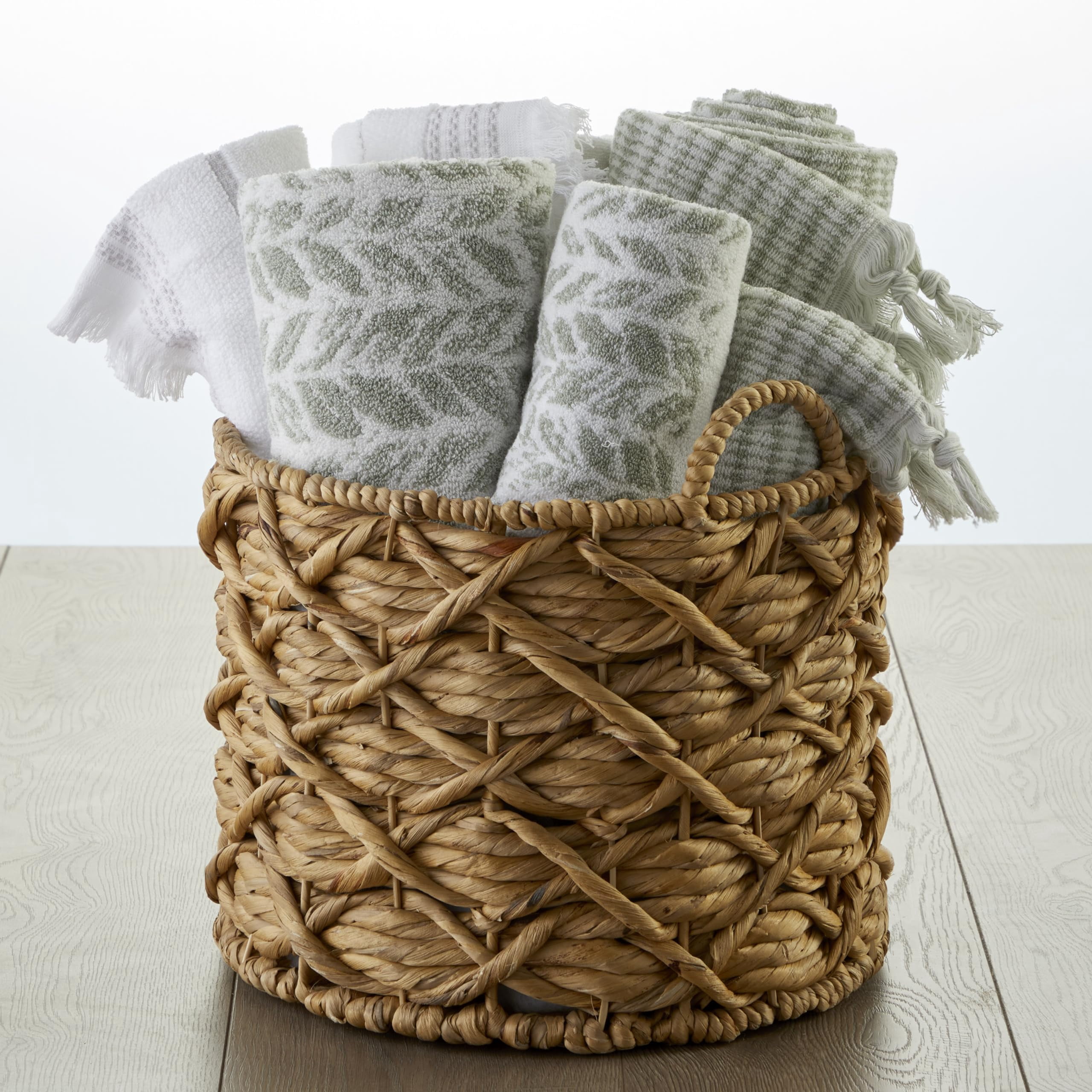 SKL Home Distressed Leaves Hand Towel (2-Pack),Sage
