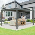 thumbnail image 6 of Domi Outdoor Living 10x13FT Louvered Pergola with Adjustable Steel Roof, Durable Metal Frame, Efficient Drainage System for Backyard, Garden and Lawn, Gray, 6 of 9