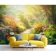 thumbnail image 2 of Custom Floral Wall Murals - Stone Path Murals, Flower Design Wall Mural For TV Background, Floral Mural Wallpaper 79"W x 55"H (Not Peel and Stick), 2 of 6