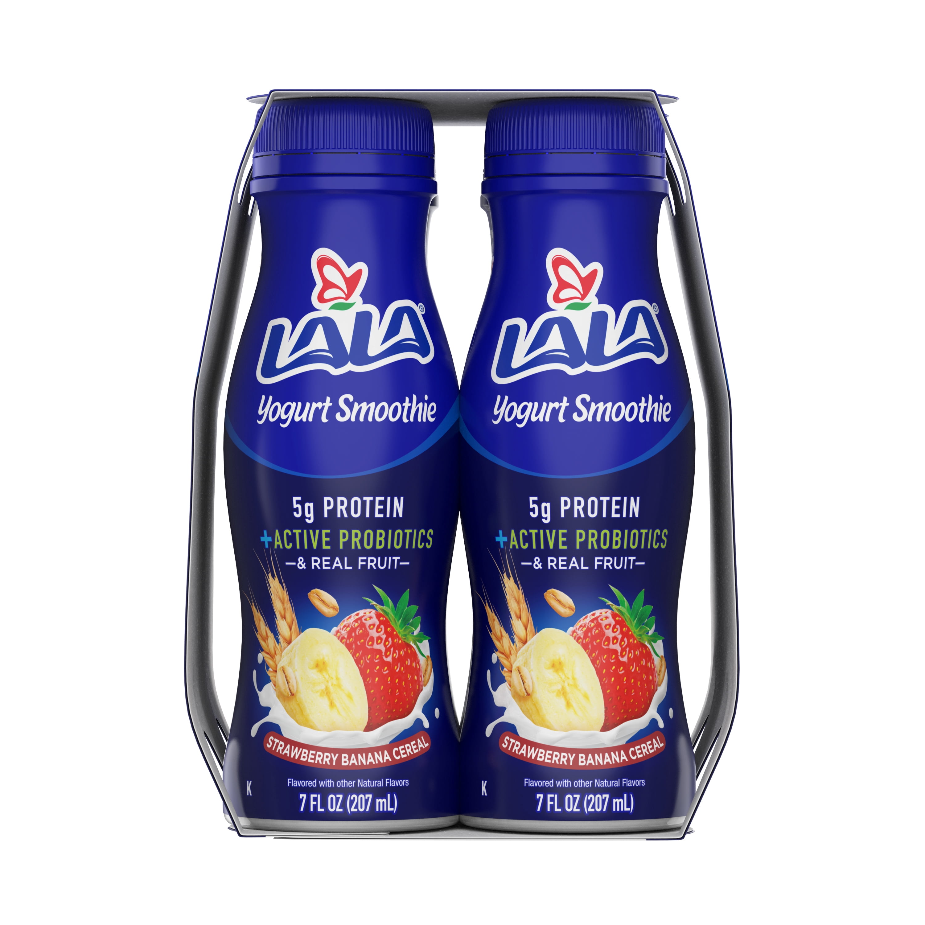 LALA Strawberry Banana Cereal Yogurt Drink with Protein and Probiotics, 7 fl oz, 4 Count