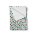 thumbnail image 2 of Floral Soft Flannel Fleece Throw Blanket, Artwork of Paintbrush Drawn Flowers on Branches, Cozy Plush for Indoor and Outdoor Use, 70" x 90", Vermilion Pale Blue, by Ambesonne, 2 of 5