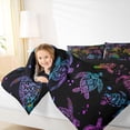 thumbnail image 5 of Manfei Rainbow Sea Turtle Bedding Comforter Set for Kids Boys and Girls, Marine Animal Print Queen Bedding Sets, Black Reversible 7pcs, 5 of 6