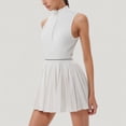 thumbnail image 6 of Women's Sleeveless Zip Front High Neck Tennis Dress with Pleated Skirt and Contrast Waist Trim - X Large, White, 6 of 7