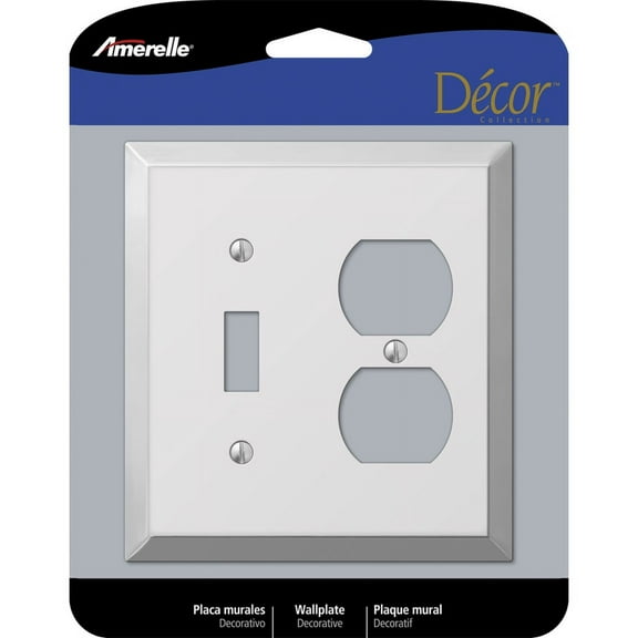 1 Pc, Amerelle Century Polished Chrome 2 Gang Stamped Steel Duplex/Toggle Wall Plate 1 Pk