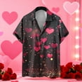 thumbnail image 5 of qucoqpe Valentine's Day Shirts for Men 2026 Spring Summer Fashion Heart Printed Turndown Neck Short Sleeve T-shirt Casual Loose Blouse Tee Tops, 5 of 5