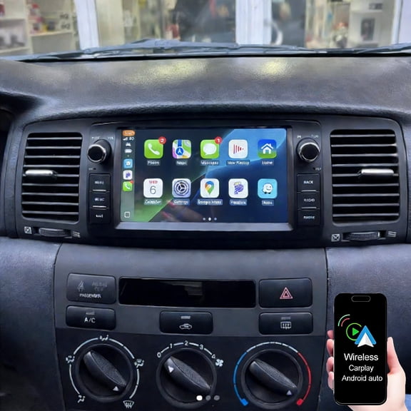 Dexico Car Radio Stereo for Toyota Corolla 2000-2006 with Wireless Carplay/Android Auto, 4 64GB Android Car Stereo 7 Inch Touch Screen GPS WiFi Bluetooth FM/RDS Mirror Link SWC Backup Camera